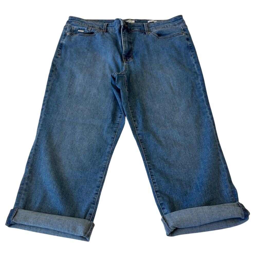 Nine West Chryste Capri Jeans Women's Mid Rise Blue Denim Stretch Size 14